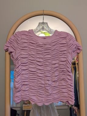 Anthropologie Lilac Ruched Short Sleeve Top